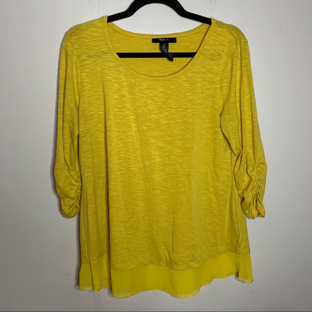 Style and Co Mustard Yellow 3/4 Sleeve Tunic Top